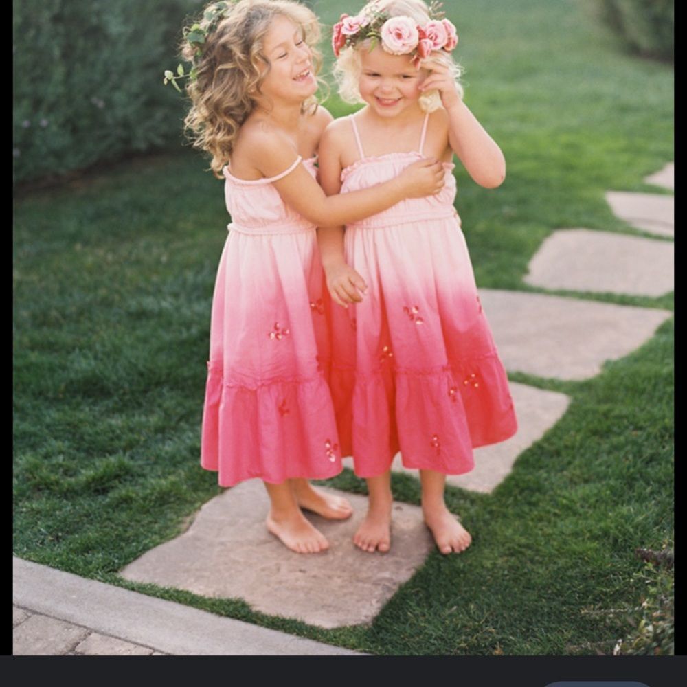 Old Navy Girls Sun Dress Size 8 Coral Fade with floral sequins - Picture 2 of 7